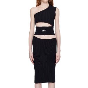 Off-White Black One Shoulder Midi Dress
